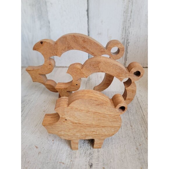 Wooden standing pigs puzzle family home decor set farm home decor - Picture 4 of 10